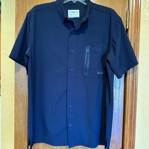Gillz Men's Medium Short Sleeve Deep Sea Woven Shirt - Dress Blue